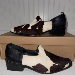 Donald J Pliner Brown and white cowhide print leather loafers - Size 7.5M